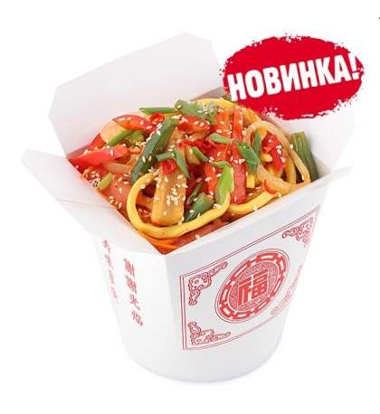 Лапша Wok - Гребешеки в соусе по-сычуански