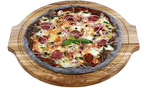 Мясная пицца на черном тесте 410 г.