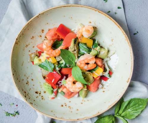 Салат с крабом и креветками 230/50/30 г