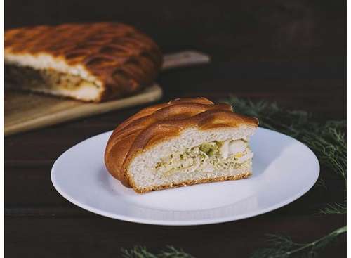 Пирог сытный, с капустой и яйцом, 1 кг.