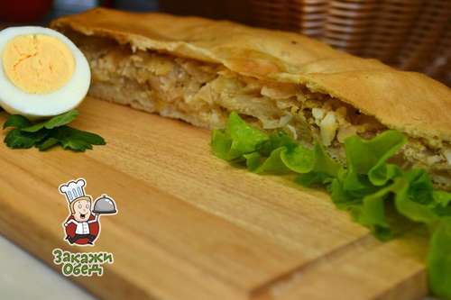 Пирог из сдобного теста с капустой, яйцом (2,4 кг.)