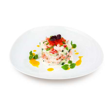 Салат с мясом камчатского краба и креветками 130 гр.