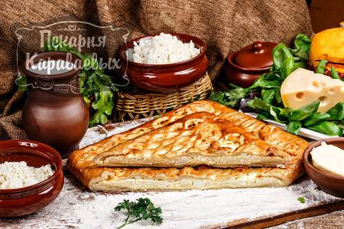 Пирог слоеный с творогом и сыром 1500 г.