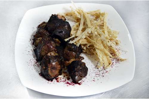 Шашлык из бараньей печени с курдюком 160 гр