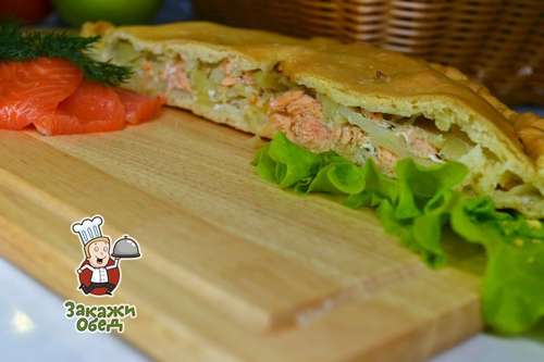Пирог из сдобного теста с картофелем, семгой (2,3 кг.)