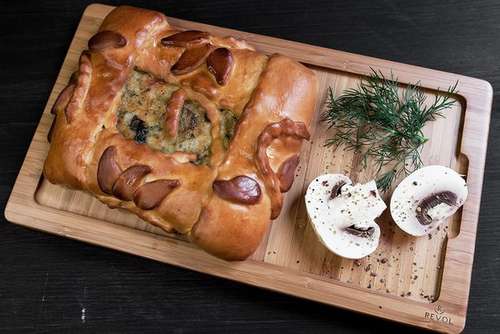 Пирог с картофелем, сыром и грибами 500 г.