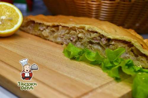 Пирог из сдобного теста с капустой, мясом (2,3 кг.)