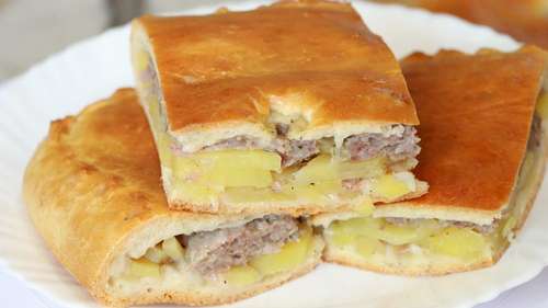 Пирог с мясом и картошкой на дрожжевом тесте1 кг.