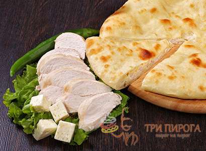 Пирог с курицей, грибами и сыром 800 гр